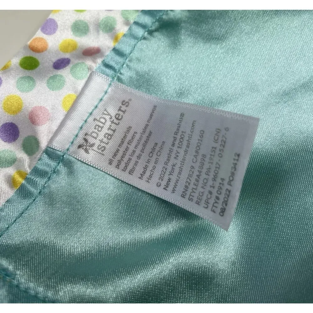 Baby Starters Some Bunny Loves You Lovey Yellow Polka Dot Satin Trim Back Teal